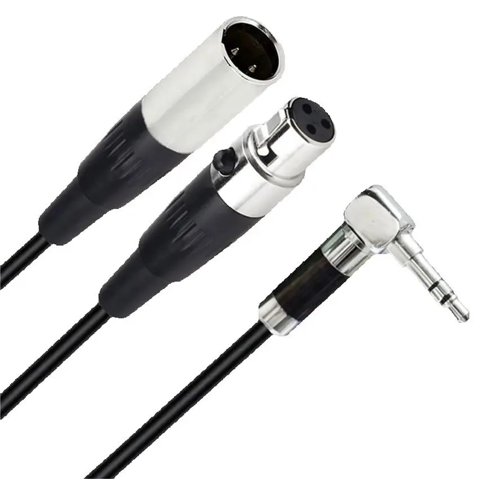 Podwójny Mini 3Pin XLR męski żeński do 3,5 mm TRS męski wtyk audio Y kabel 0,5 m 1,8 m do lustrzanki kamery mikrofon(3,5 mm to Dual Female, 1.8m)