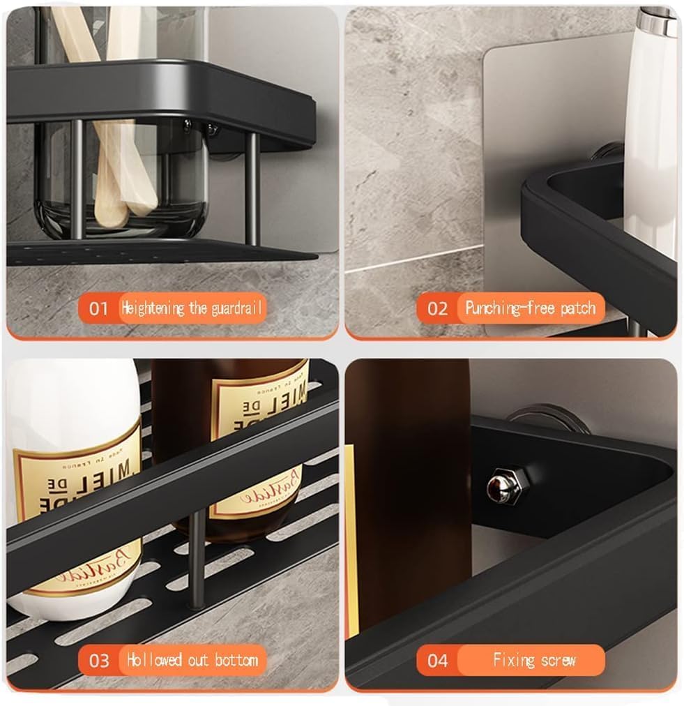 Leawall Heavy Duty Plastic Self-Adhesive bathroom shelves - Multipurpose Wall-Mounted Storage Organizer for Bathroom, kitchen organizer rack bathrom organiser without drill bathroom accessories