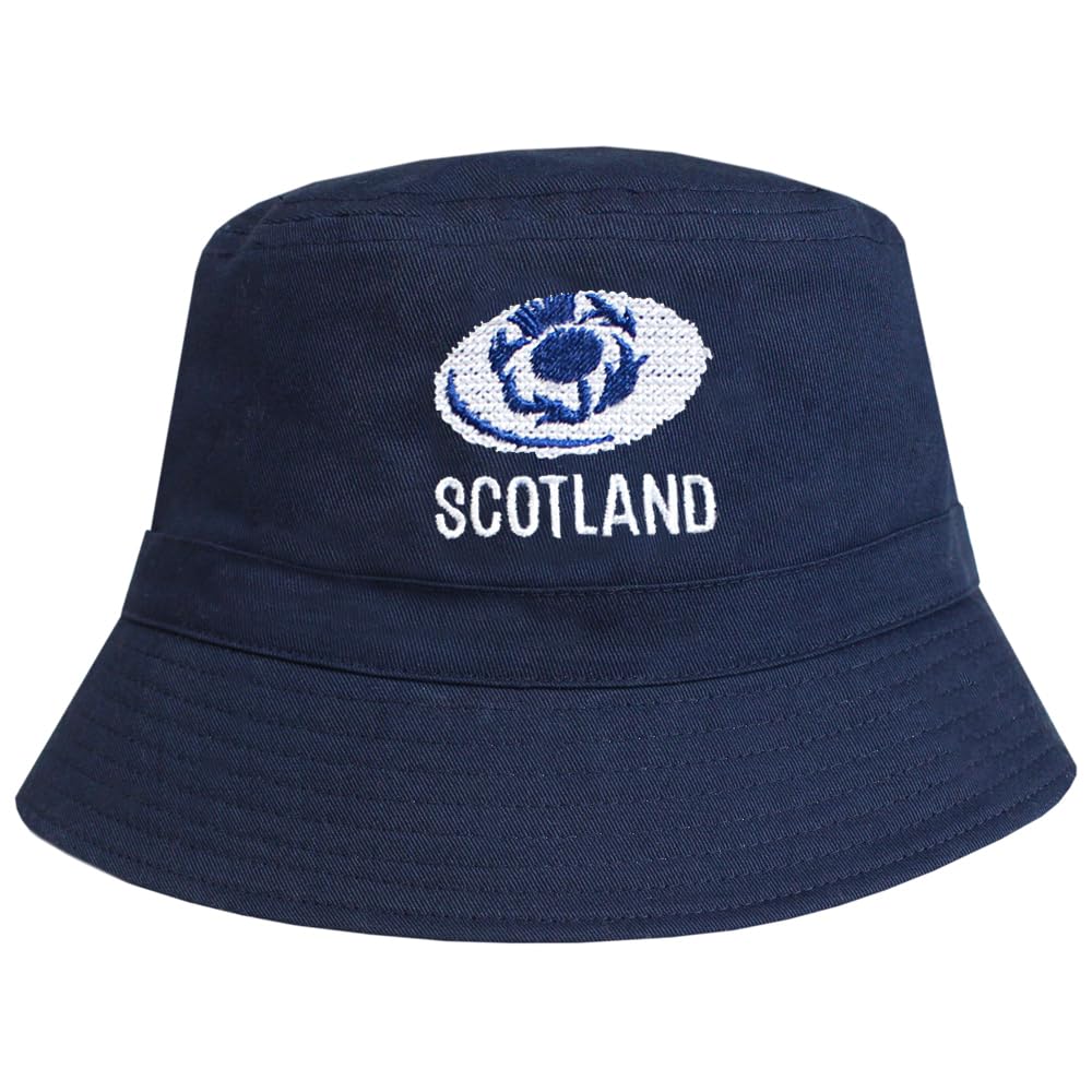 Teddyt's Men's Navy Scotland Rugby Ball & Thistle Cotton Bucket Hat (Uk, Alpha, L, Xl, )