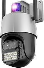 Câmeras de segurança sem fio Câmera IP 8MP 4K WiFi Segurança PTZ Câmera 2.8+12mm Dual-Lens Outdoor Color Visão Noturna Câmera CCTV de Vigilância Zoom Digital 8x para segurança doméstica/externa (Colo