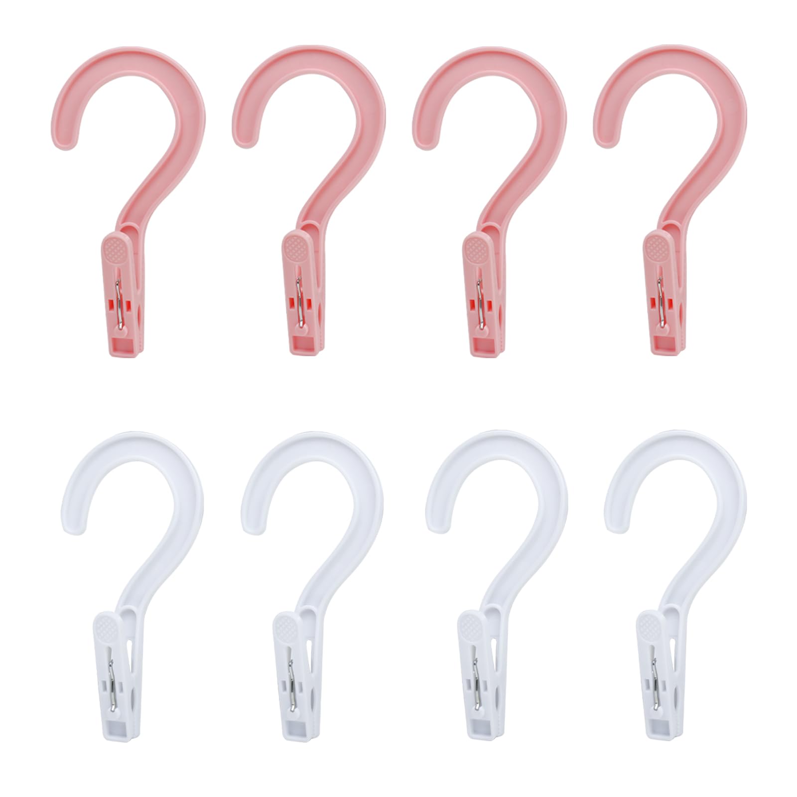 Andiker 8pcs Laundry Hooks with Clips, 5.2" Super Strong Clamping Plastic Single Clip Hangers Portable Travel Hangers with Clips to Hang Socks Towels Boots and Dry Wet Clothes
