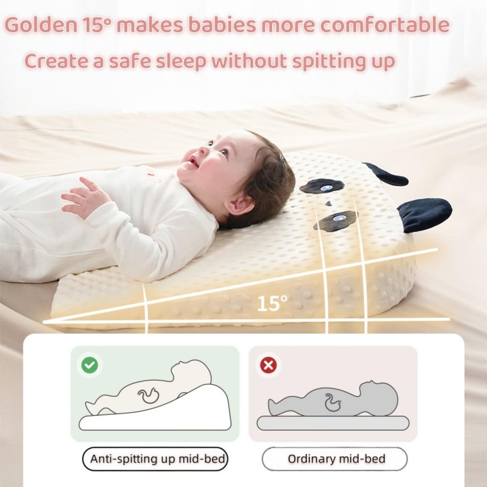 Coussin incliné pour bébé - Coussin Poire Double Face et Filet - Empêche Les régurgitations - Couchage sur Le Ventre, Chaise Longue pour Nouveau-né pour Dormir sur Le côté,F