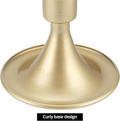Miniatura 3 de QWORK Portavelas cónico dorado, 12 portavelas de metal para centro de mesa, bodas, decoraciones festivas
