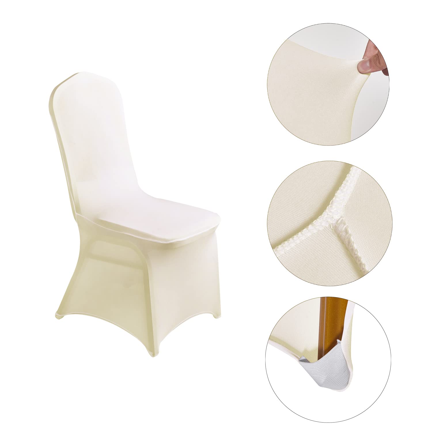 LZY Spandex Chair Cover Stretch Slipcovers for Wedding Party, Dining Banquet Chair Decoration Covers (Ivory, 20)