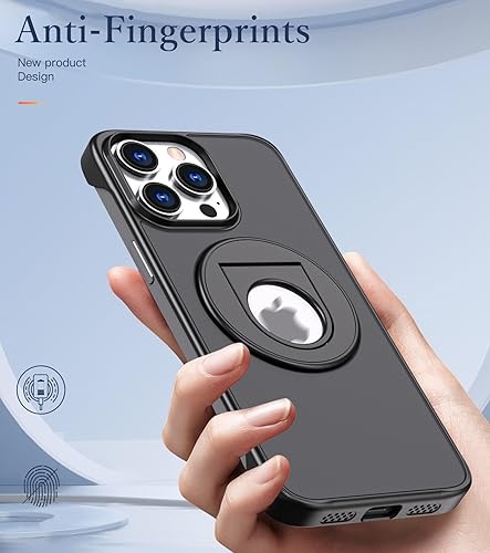 Miniatura 5 de Funda magnética compatible con iPhone 15 Pro Max, sin marco con soporte de anillo compatible con carga inalámbrica MagSafe, funda ultradelgada