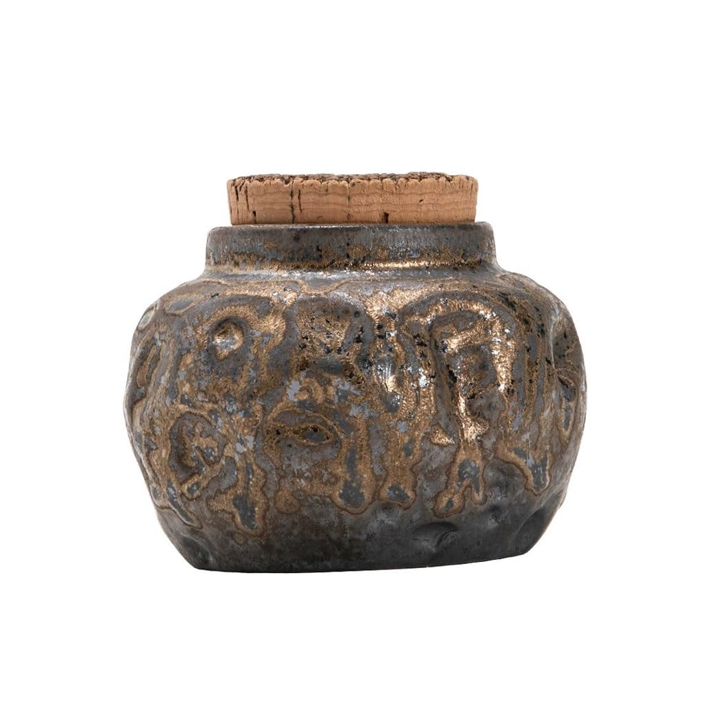ENGENDER Tea Storage Jar Ceramic Household Small Gilt Tea Can Box Warehouse