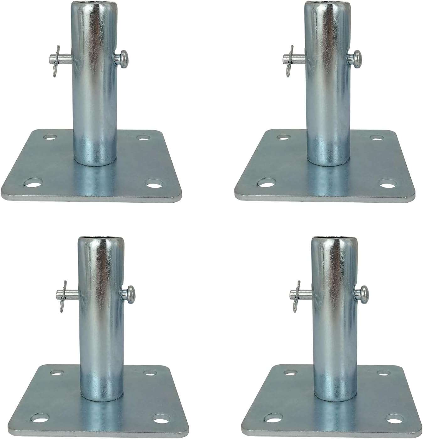 ASTAMOTOR 4 PCS Scaffold Base Plates with Pins for Baker Style Scaffolding, Galvanized