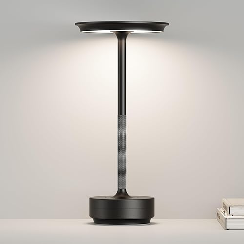 Miniatura 22 de Lámpara de mesa recargable inalámbrica, LED portátil táctil de 5000 mAh, funciona con pilas, con función de memoria, brillo de 3 niveles para patio,