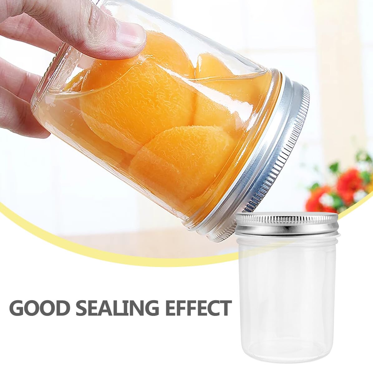Hohopeti 6 pezzi Barattoli in Vetro Trasparente da Contenitori Ermetici per Conservazione Cibi in Cucina Vasetti Sigillati per Marmellata Sciroppo Spezie e Zucchero Accessori Pratici per