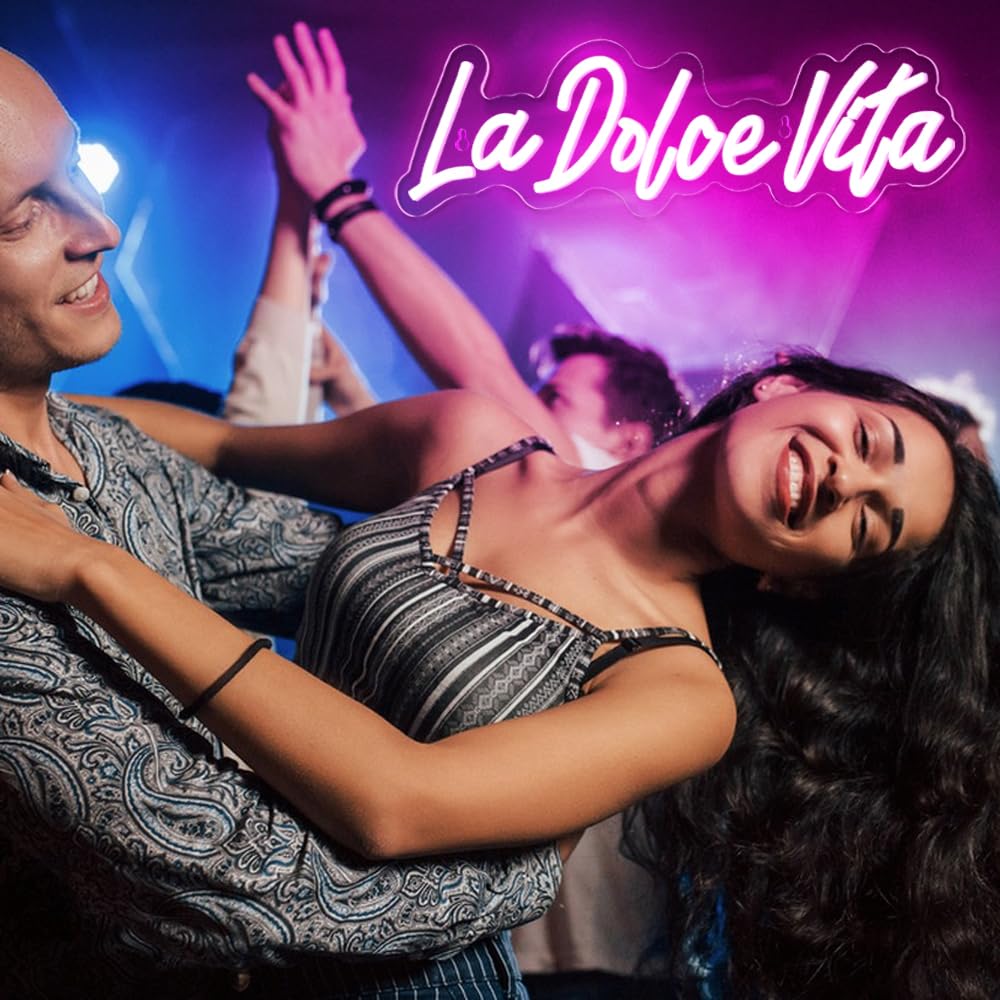 La Dolce Vita Targa neon per decorazione da parete, idea regalo per matrimoni, feste e compleanni, pratiche luci al neon a LED per la decorazione della casa