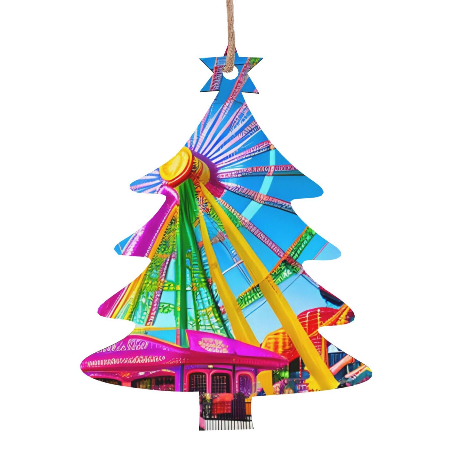 Corlorful Park Printed Christmas Wooden Pendants, Simple and Environmentally Friendly, Holiday decorationsã€‚