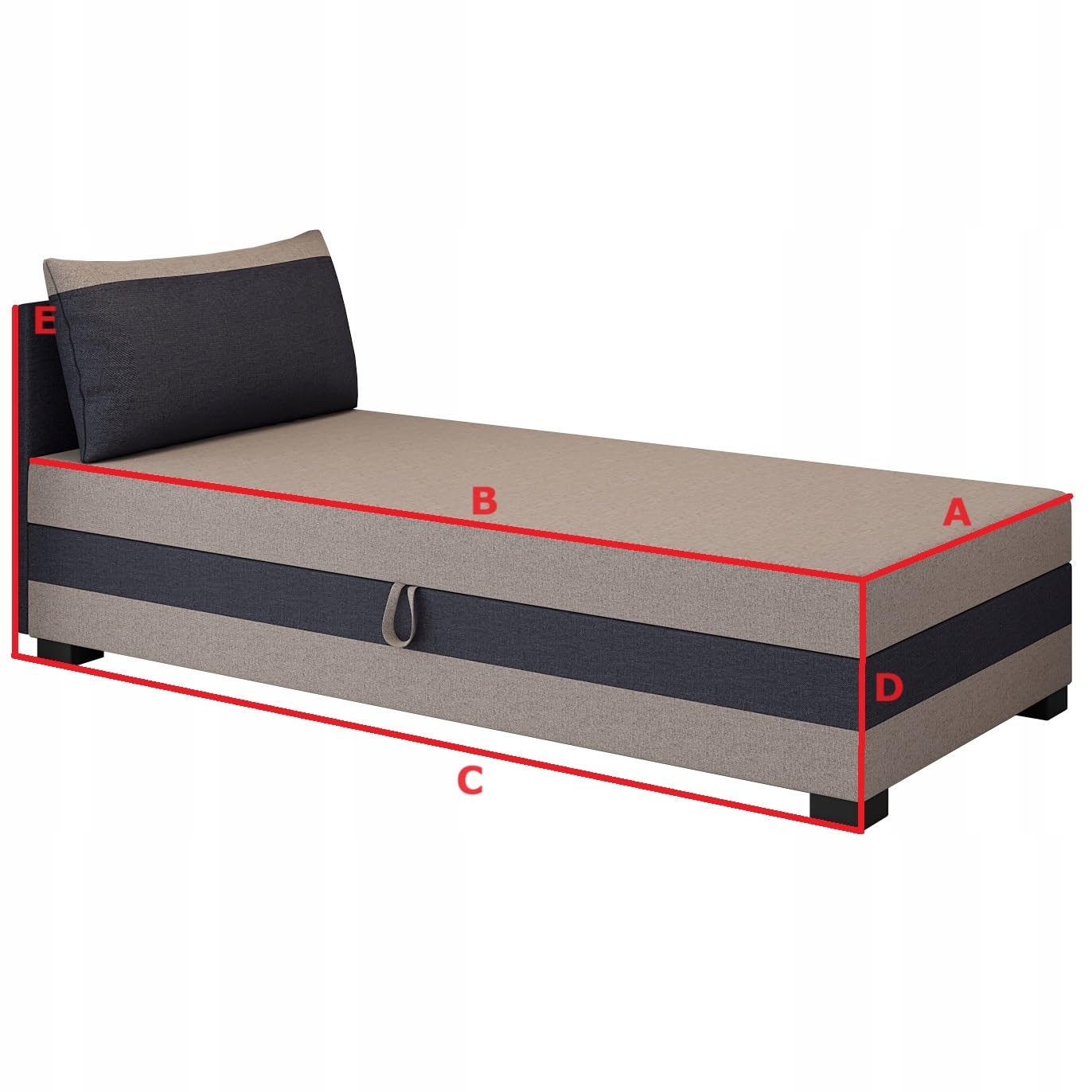 Boxspringbett Ilia 80x200x38 cm mit Schaumstoff Matratze, Bett mit Matratze, Polsterbett mit Bettkasten, Gepolstertes Einzel Bett, Schlafsofa - Beige Graphit