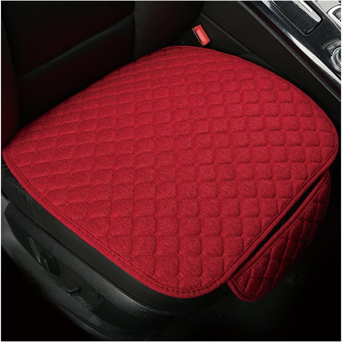 povtii Car Seat Bottom Cover Pad, Breathable Auto Front Seat Protector with Storage Pocket, Comfortable Seat Bottom Cushion Mat for Most Vehicle, Universal Interior Car Accessories (Red)