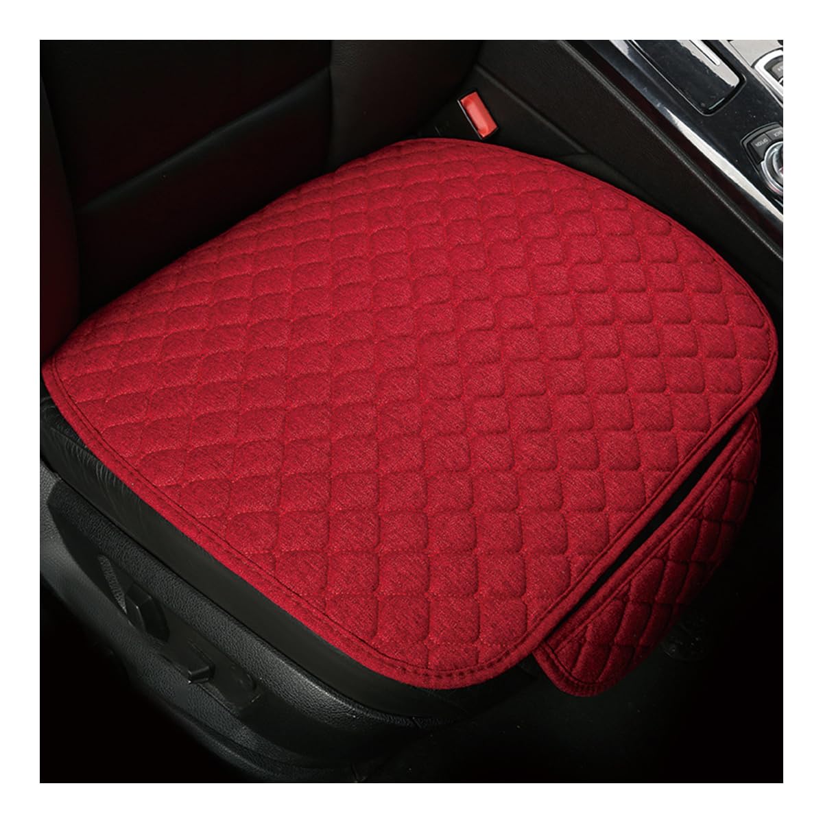 Car Seat Bottom Cover Pad, Breathable Auto Front Seat Protector with Storage Pocket, Comfortable Seat Bottom Cushion Mat for Most Vehicle, Universal Interior Car Accessories (Red)