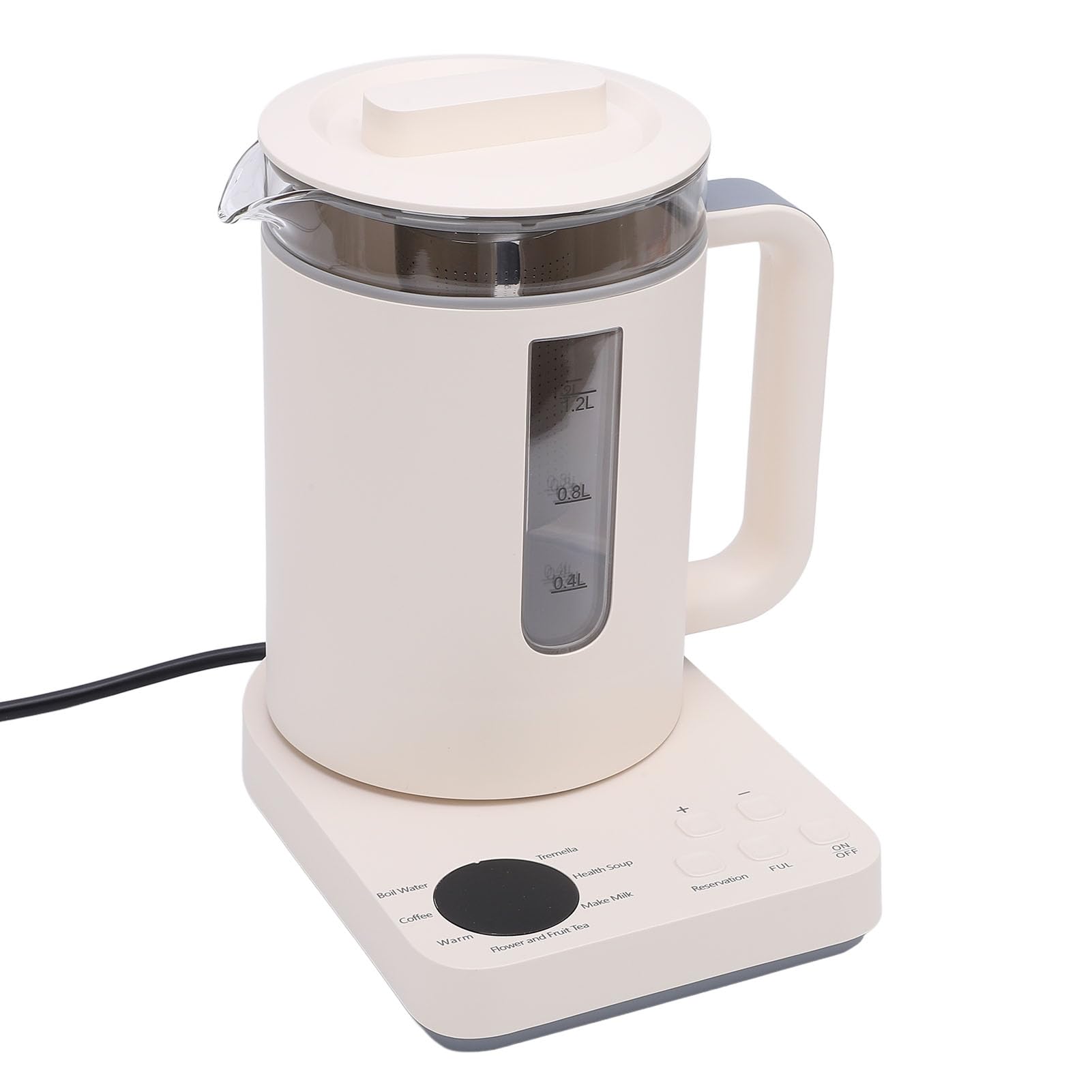 Hervidor Eléctrico de Vidrio, Hervidor de té Eléctrico 1,2 L con Infusor de té, Control Temperatura, Mantener Caliente, Calentador Inteligente Agua Caliente Tetera para té y