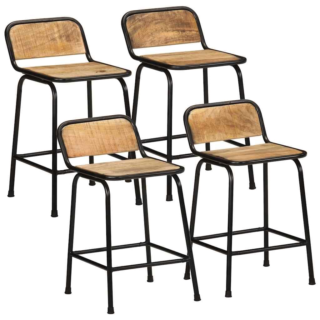 Tabourets de bar en manguier lot de 4 chaises hautes en bois massif style scandinave 70 cm