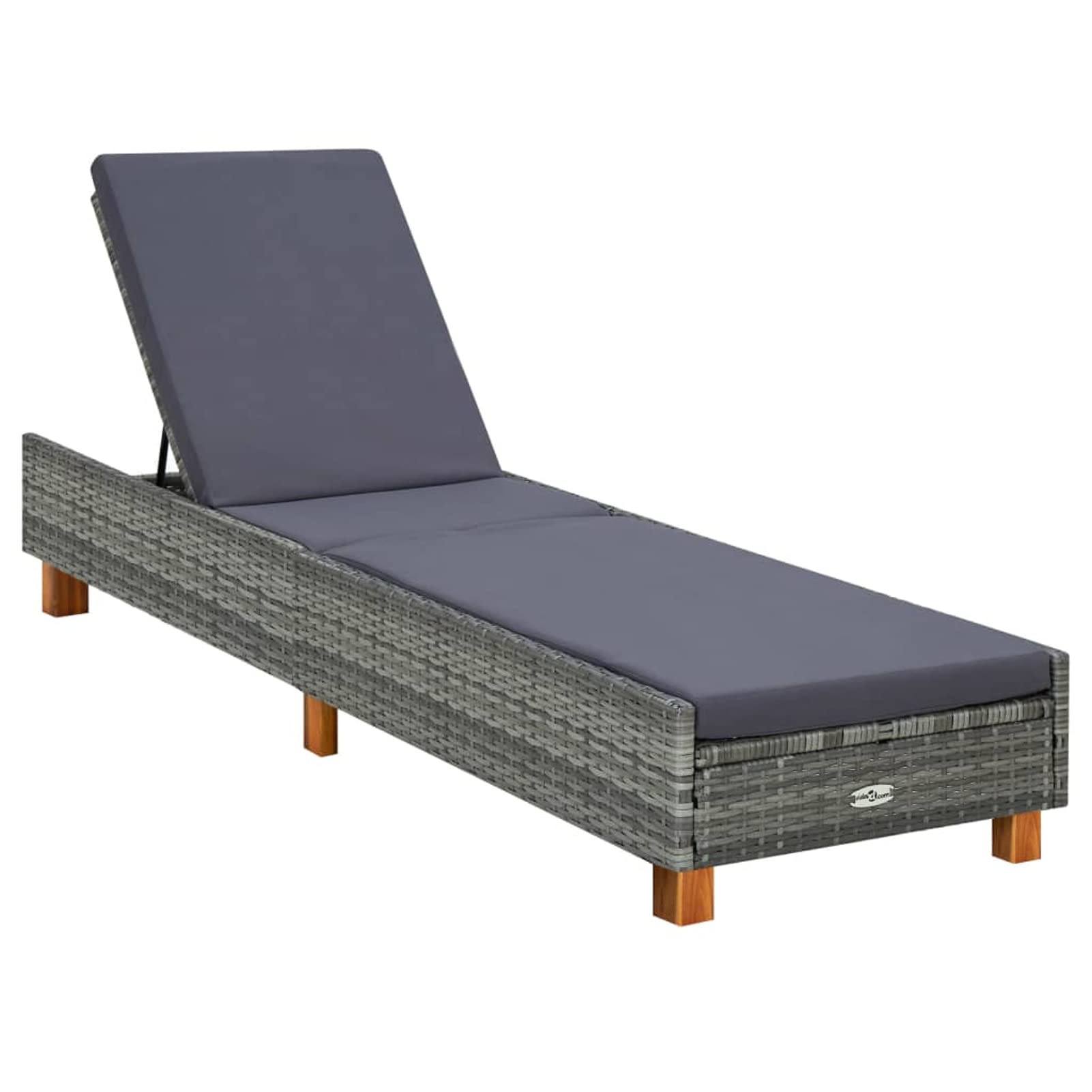 Homgoday Chaise Longue de Jardin en Résine Tressée - Couleur Gris, Coussin Gris Foncé, Dossier Réglable