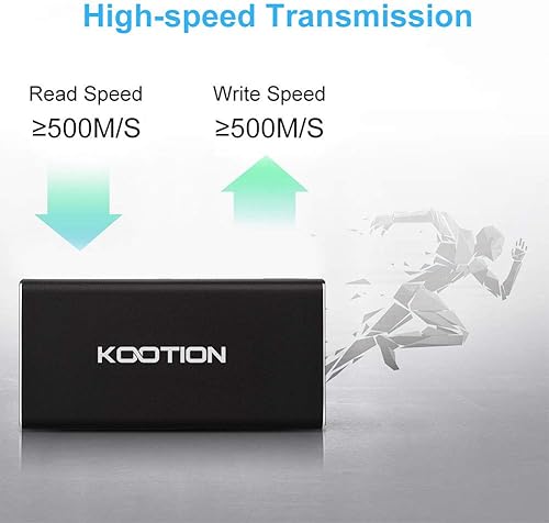 Miniatura 2 de KOOTION Unidad de estado sólido de alta velocidad SSD portátil de 250 GB externa, lee hasta 500 MBs y escribe hasta 450 MBs