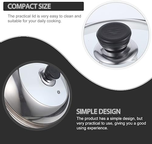 Miniatura 4 de YARNOW Tapa universal de acero inoxidable, tapa redonda de hierro fundido de repuesto para sartén (11 pulgadas)