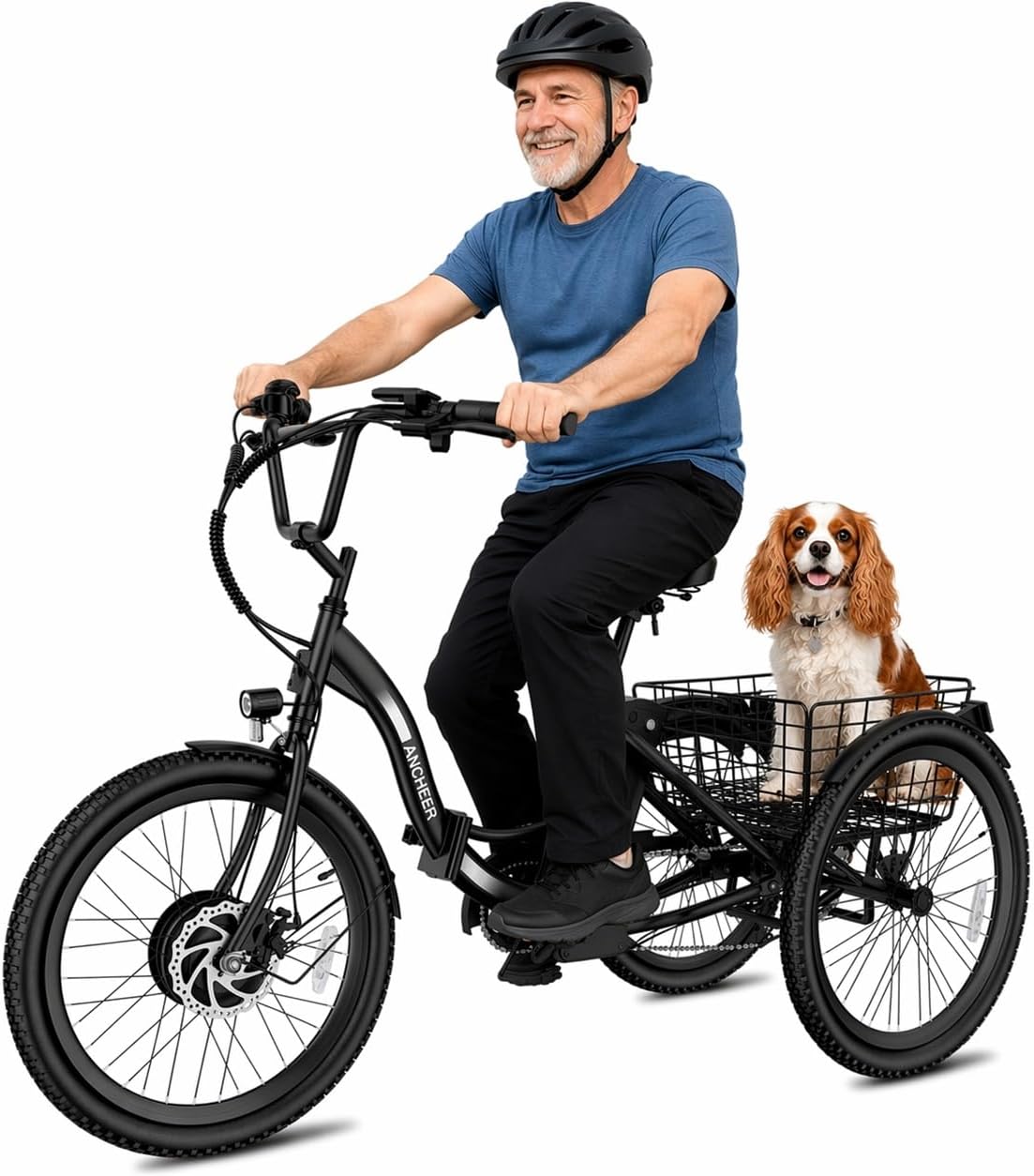  Electric Tricycle for Adults, Peak 600W Folding Electric Trike, 24" 499Wh Ebike for Seniors, 15.5MPH Electric Bike, Removable Battery, 3 Wheel, LCD, Rear Differential, Basket