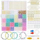 schmuck 24 ch 🌈[24 Farben Perlenset für Armbänder] Das Perlenset enthält 16000pcs 3 mm perlens, 280 Buchstabenperlen (30 weitere für jedes A und B,10 für andere Buchstaben) sowie eine Vielzahl von Metallschmuckzubehör,20 m elastische Kordel und Hilfsmittel: Nadeln, Schere Pinzette usw. Durch die Kombination von 24 Perlenfarben können Sie Halsketten, Armbänder, Ringe, Ohrringe und andereschmuck selber machen set