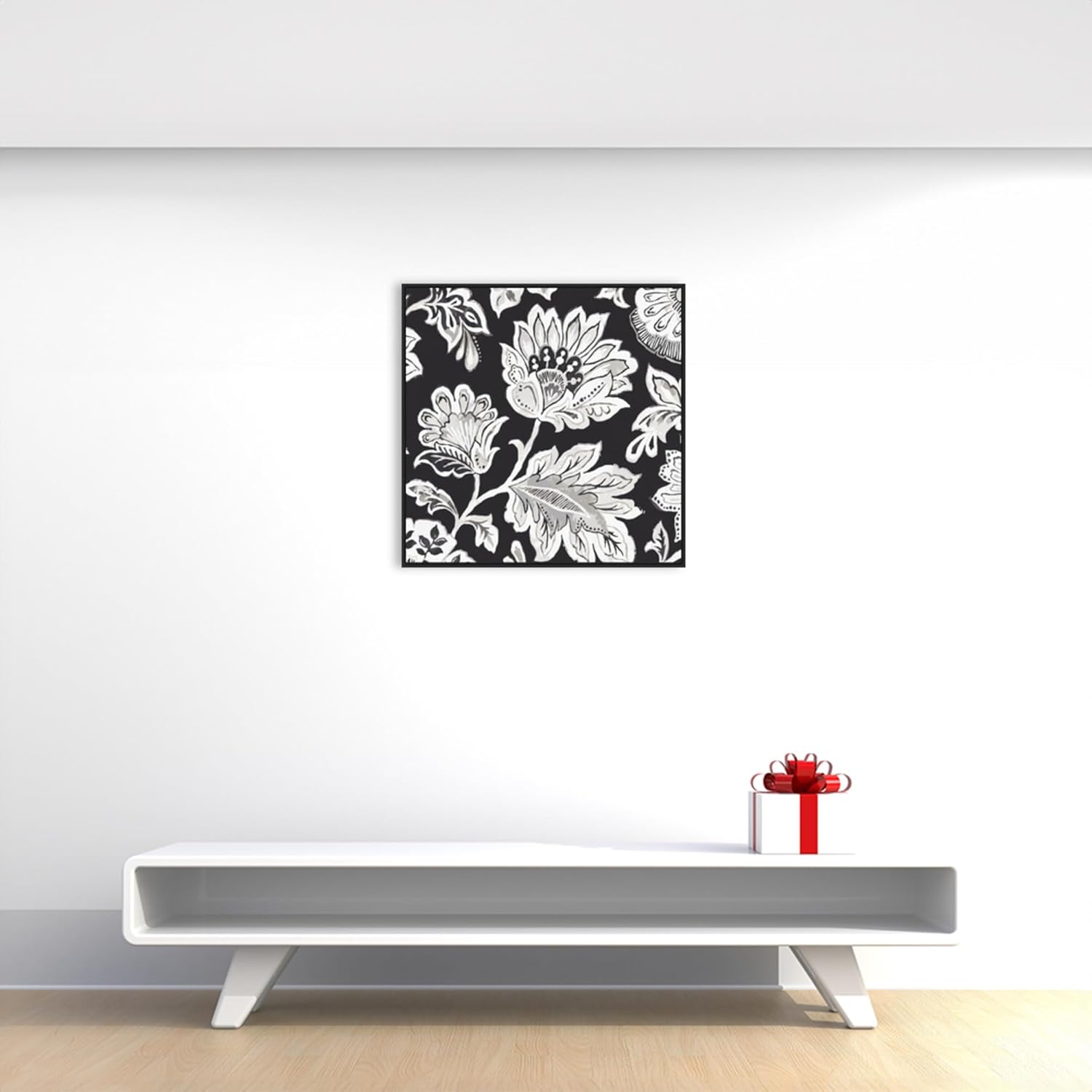 Amanti Art Framed Canvas Wall Art 30x30 Ceylon Gardens V BW by Wild Apple Portfolio, Framed Wall Art Canvas, Flowers Artwork, Modern Decor, Large Poster Painting for Living Room, Bedroom, Bathroom,