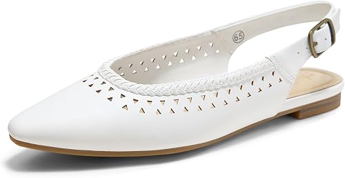 Arromic Women's Flats Pointed Toe Slingback Comfortable Slip-On Leather Shoes Bl