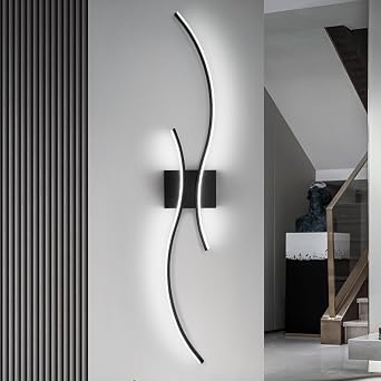 CANEOE Modern Led Wall Light, 39inch Black Indoor Led Wall Sconce Lighting, Bathroom Vanity Light Fixtures Over Mirror for Living Room Hallway Bedroom Bedside Wall Lamp Cool White, 6000K