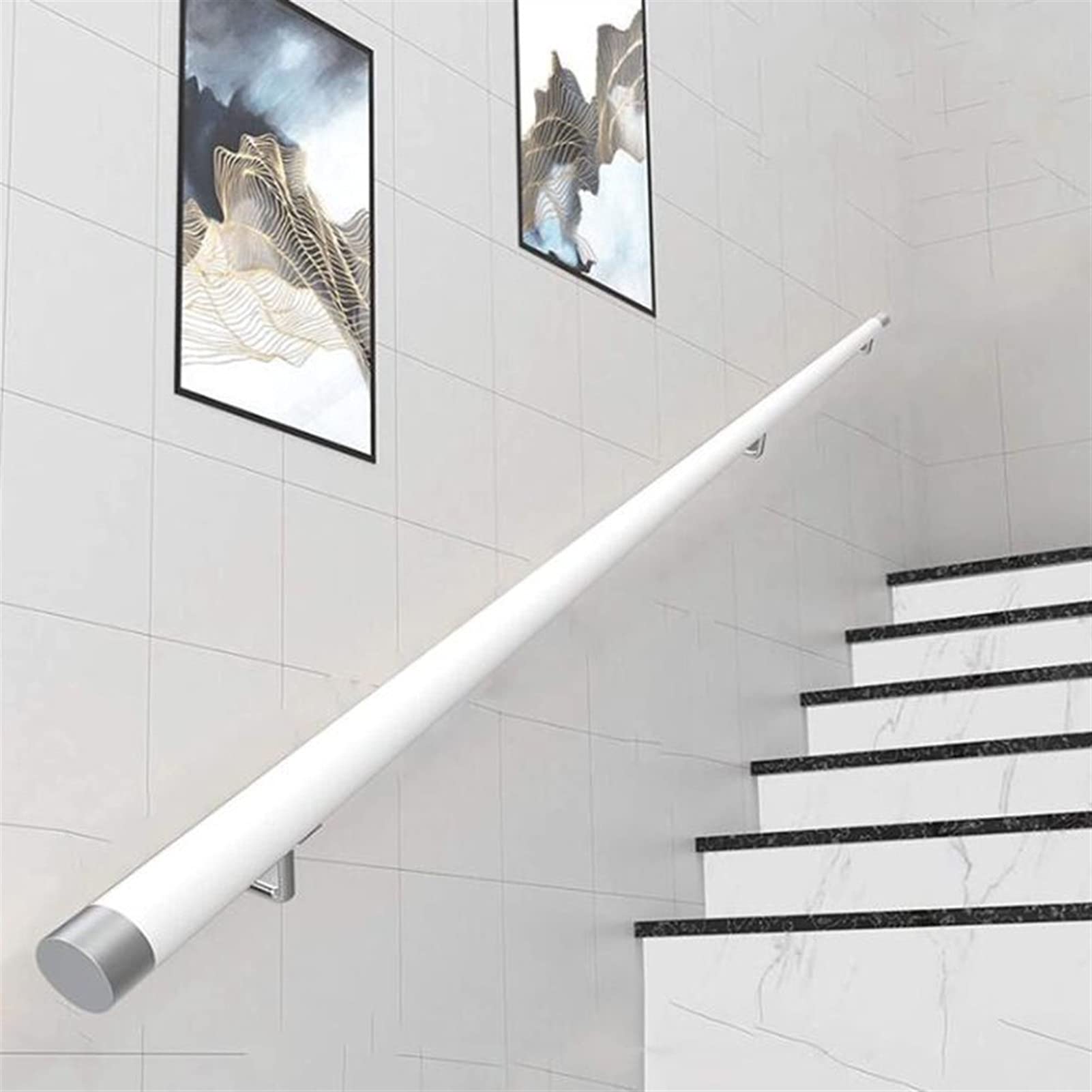 Amazon.co.jp: 付属品エンドキャップ付き白い階段手すり、木製滑り止め