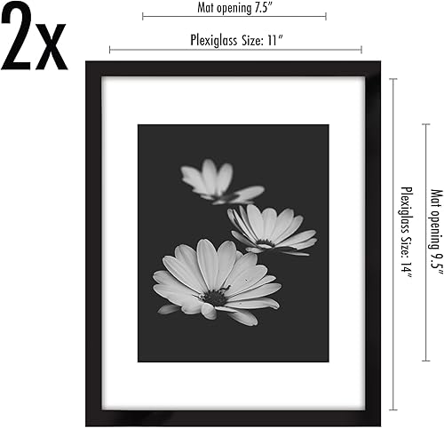 Vista 354 de Americanflat Portarretratos de 8 x 12 pulgadas con plexiglás pulido, juego de 2 portarretratos de 6 x 8 pulgadas con paspartú o para fotos de 8 x 12