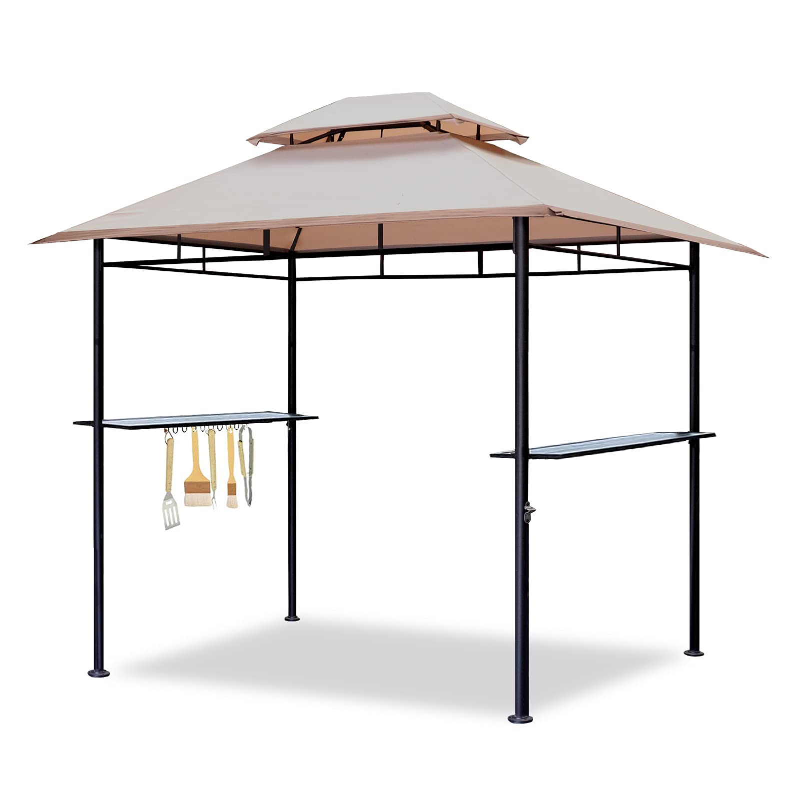 LUXS Yahoo!店8' X Double Gazebo Canopy for Grill 5' Shelves Backyard