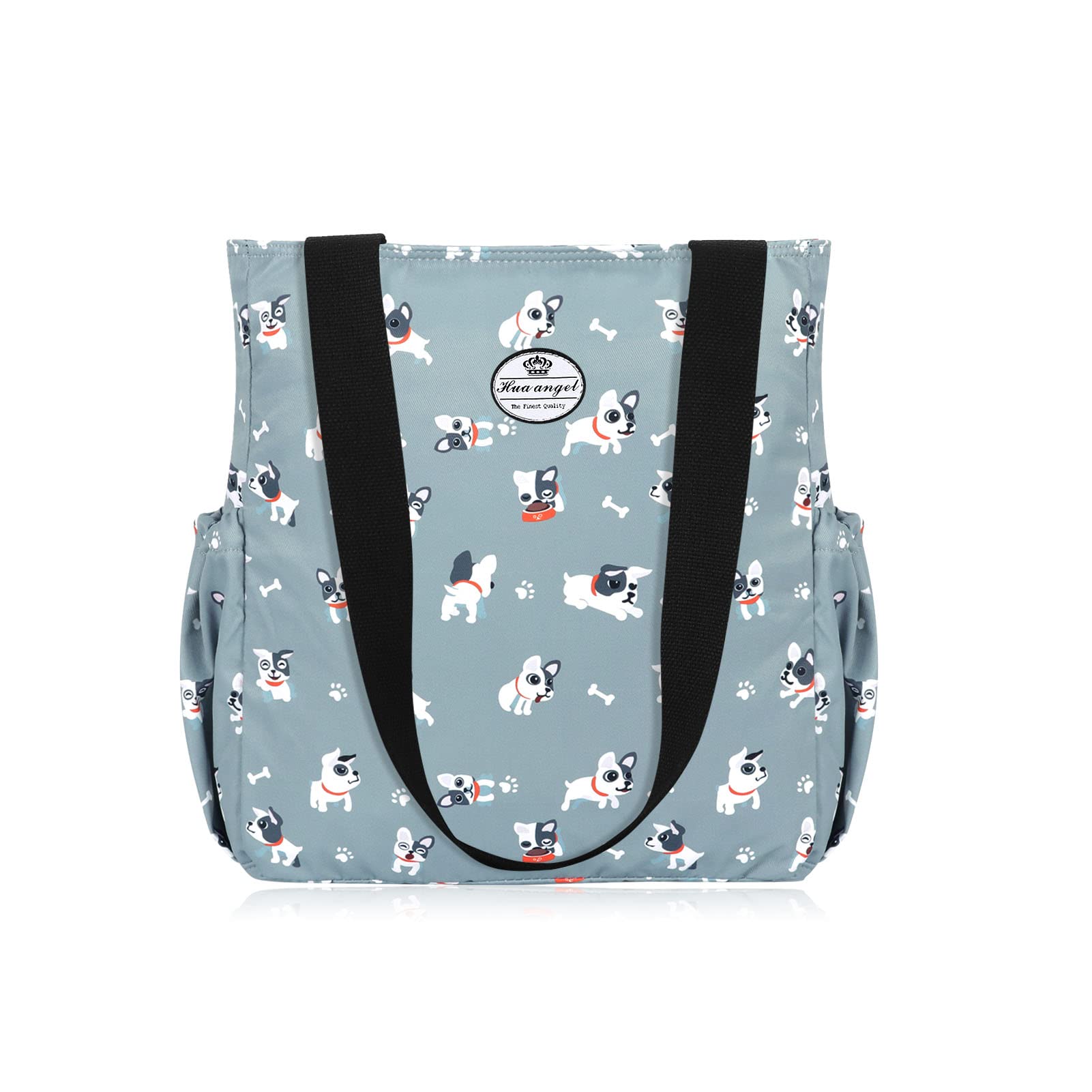 HUA ANGEL Floral Tote Bag - Casual Shoulder Bag Daily Tote Bag with Zipper Gym Travel Shopping Work Handbag for Women