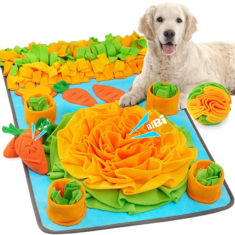 Kameety Snuffle Mat for Large Dogs, Dogs Puzzle Toy Large Sniffing Mat with Squeaky Dog Interactive Toys Portable Indoor/Outdoor Feeding Mat for Foraging Skills & Encourages Nose-Work, 31'' × 19''