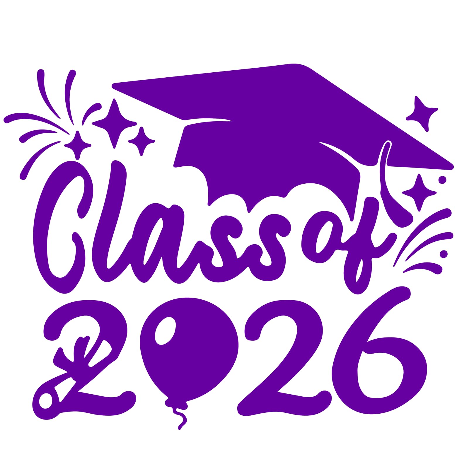 2×Class of 2026 Car Sticker &amp; Graduation Hat Sticker Removable Graduate Car Decal 8"x 7.1" Waterproof Vinyl Decals Arts &amp; Crafts for Graduation Party Decorations (Purple)