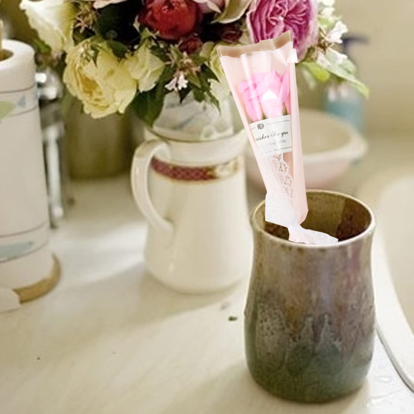 Amazon｜バラ ソープフラワー 一輪 8本 枯れない 花束 造花