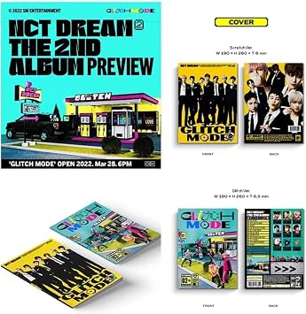SM Ent. NCT DREAM - Glitch Mode [Photobook ver.] 2nd Full Album+Folded Poster+Extra Photocards Set / K-pop Sealed (Glitch ver.), 190 x 260 x 6 mm