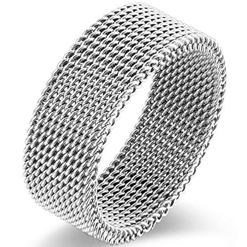 Jude Jewelers 8mm Stainless Steel Wire Mesh Simple Plain Wedding Band Ring (Silver, 10)