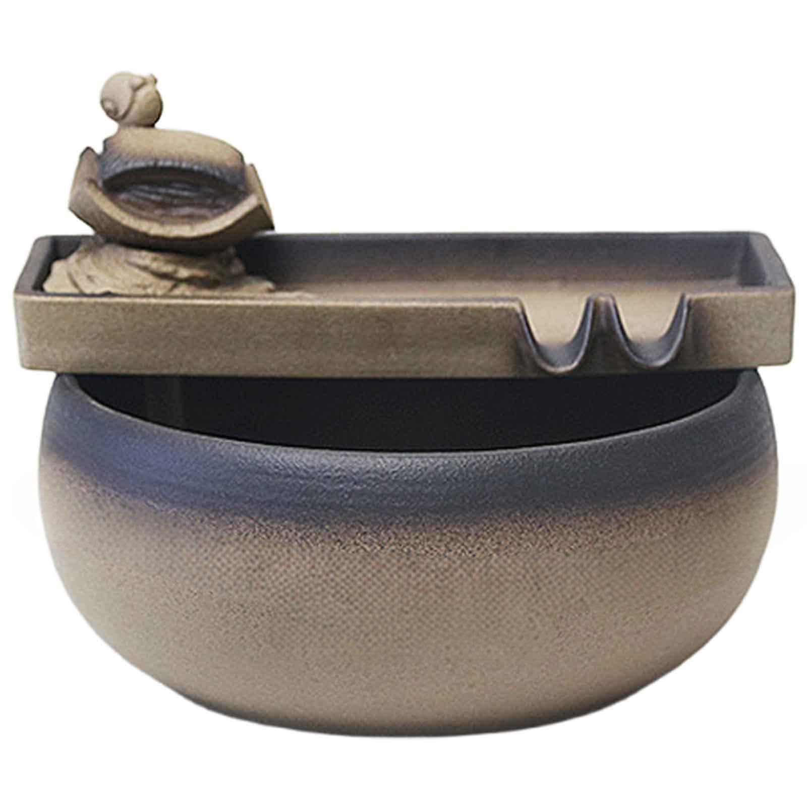Desktop fountain, Office Desktop Fountain Landscape Zen Water Feature Ceramic Circulation Feng Shui Wheel(B~With Atomizer)