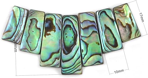 Miniatura 4 de Justinstones Conjunto de cuentas anchas graduadas rectángulo de concha de abulón natural de 7 piezas