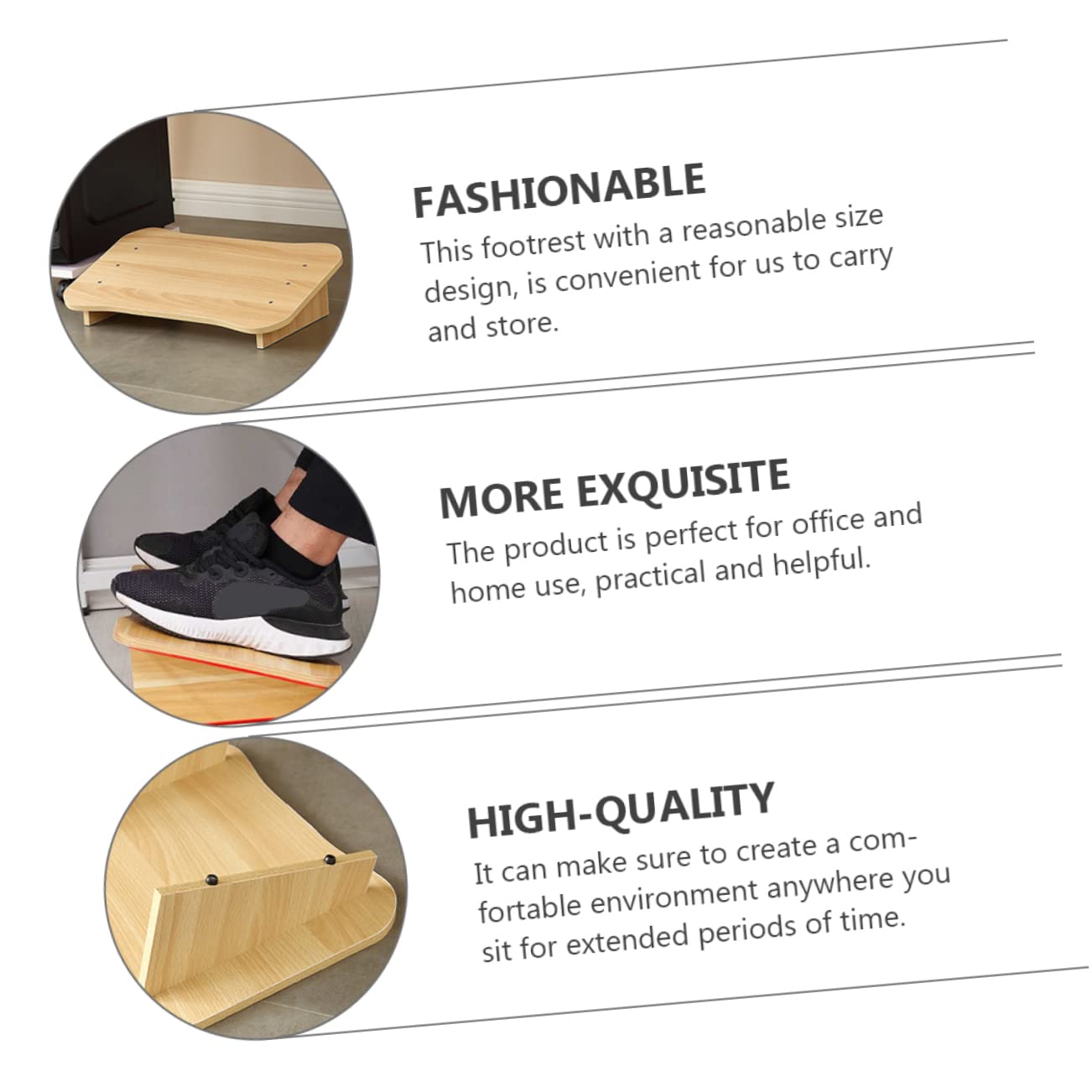 UKCOCO Poggiapiedi da Ufficio e Sgabello in Legno Piccolo Inclinato, Supporto Ergonomico per Piedi Sotto Scrivania, Pratico Accessorio Multiuso per Casa e Luogo di Lavoro
