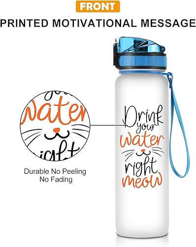 Miniatura 3 de Coolife Botella de agua de seguimiento motivacional de 32 onzas y 1 litro con marcador de tiempo por hora, bebe tu agua bien maulla, regalos