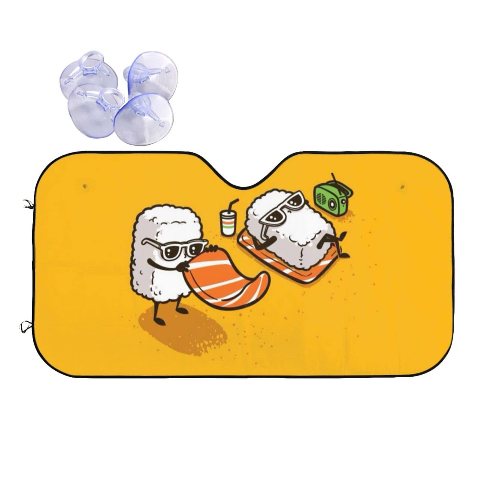 Parasol para el viento delantero del coche, divertidos parasoles de sushi para el viento, visera plegable que se adapta a la mayoría de los coches