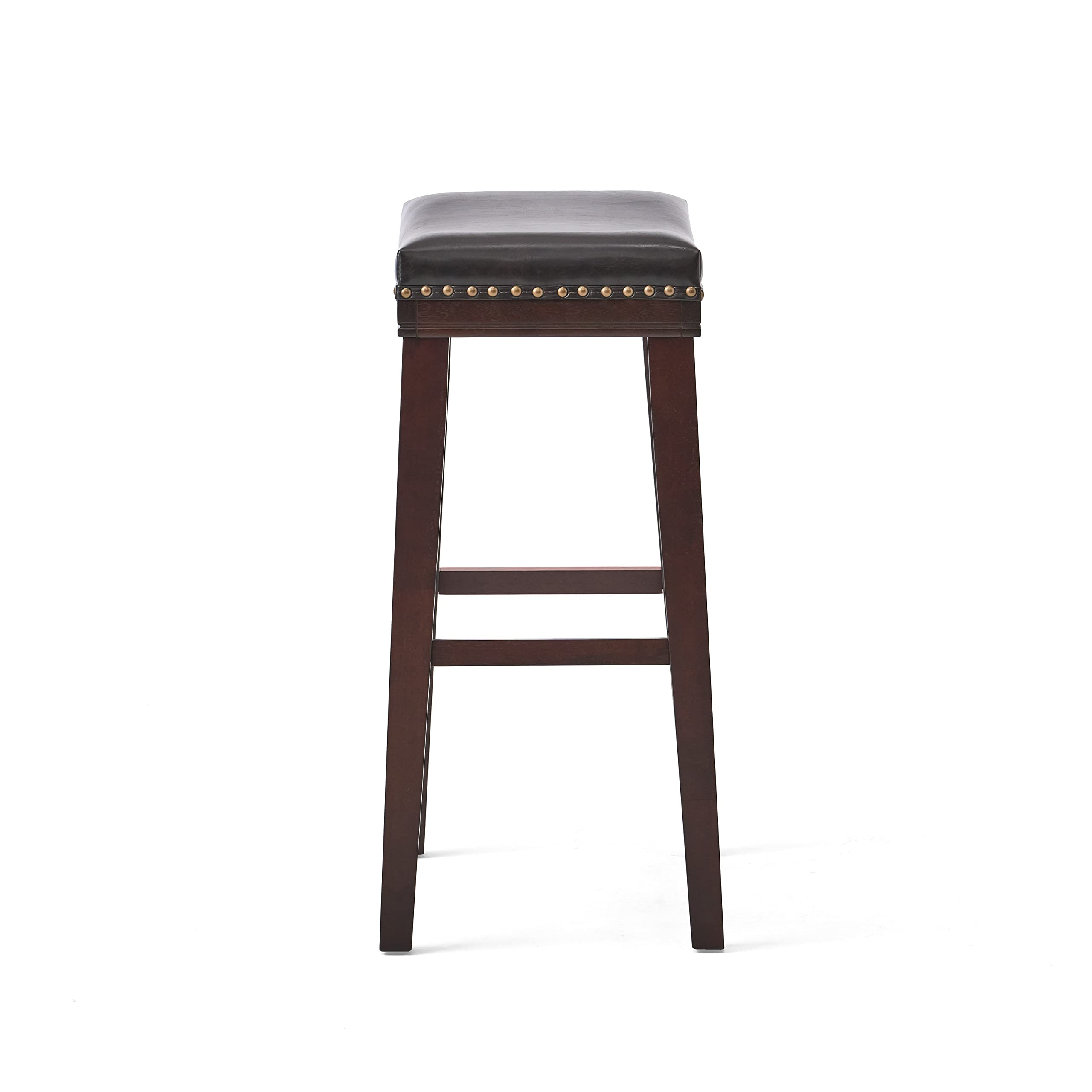 Christopher Knight Home Avondale Brown Backless Counter Stools – Set Of 2, Espresso Legs & Nailhead Accents