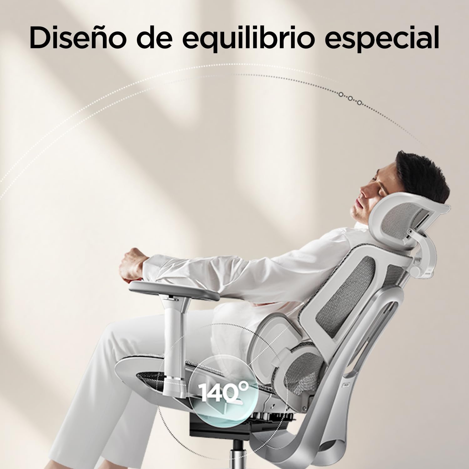 Hbada E3 Air Silla de Oficina Ergonomica - Soporte Lumbar Dinámico de 3 Zonas, Reposacabezas 3D y Brazos 4D, Silla Ergonomica Escritorio Sin Pedales (Gris)