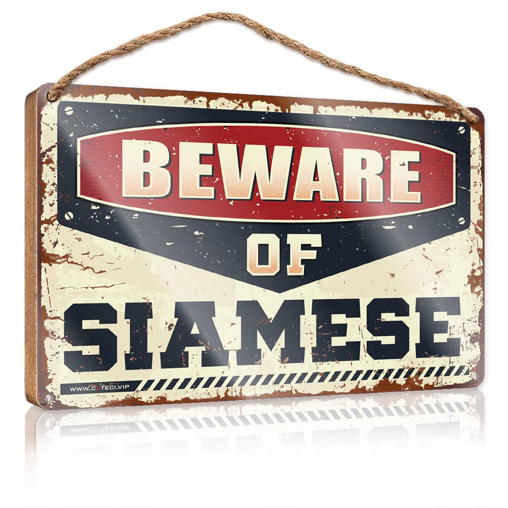 Signs & Plaques Beware Of Siamese Wooden Sign Summer Decor Outdoor Signs And Decor(15X28CM)