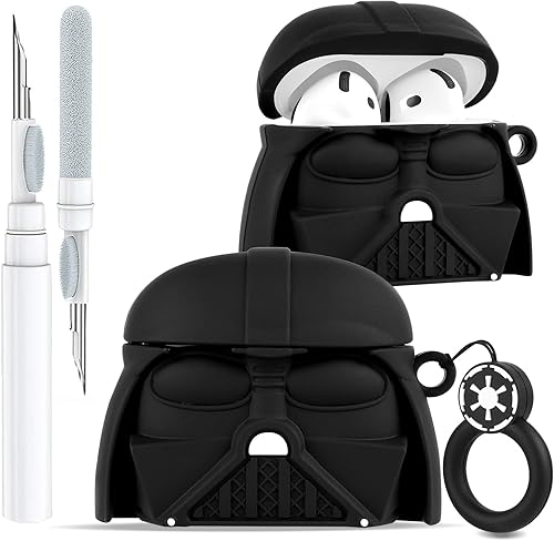 Miniatura 8 de Toyuma Funda para AirPods 4, diseño de dibujos animados kawaii, divertida funda de silicona suave 3D con llavero y kit de limpieza para mujeres,