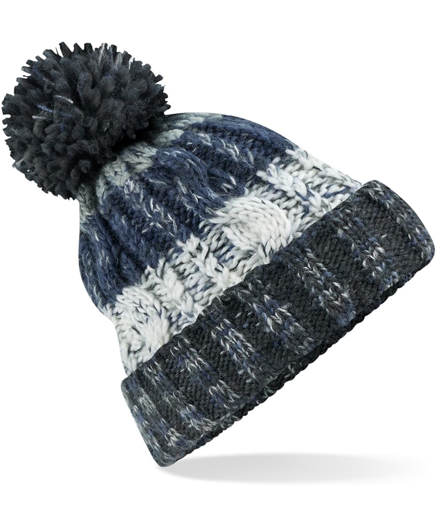 ASVP Shop Corkscrew Cable Knitted Bobble Hat Plain Mens Womens Beanie Warm Winter Pom Wooly Cap (Arctic Dawn)