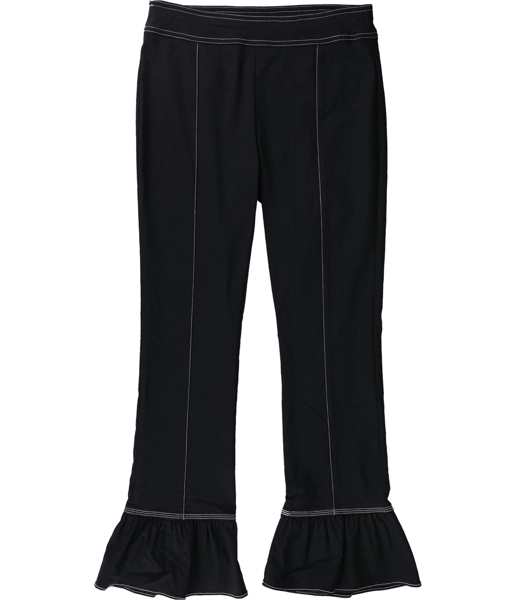 I-N-C Womens Contrast Ruffle Casual Trouser Pants Black 23