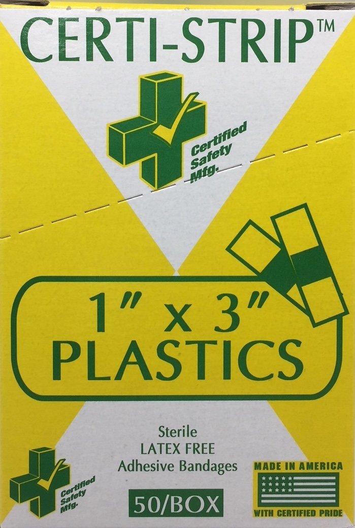 Adhesive Bandage Certi-Strips 1" x 3" Plastic (220-170) 50 Box