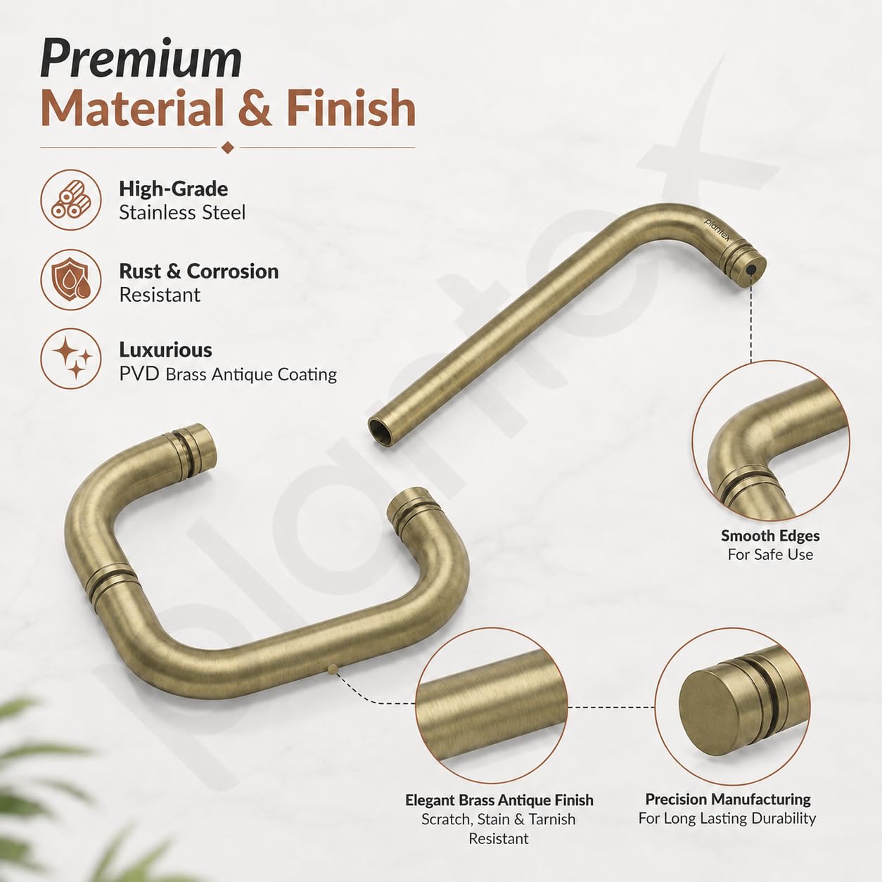 Plantex Stainless Steel Towel Bar Combination/Shower Door Handle/Towel Holder for Glass Shower Door and Bath Door Pull Handle - Pack of 1 (Brass Antique) — Amazon image 2
